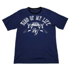 Dolce & Gabbana Mens King of My Life Graphic T Shirt Size L Blue